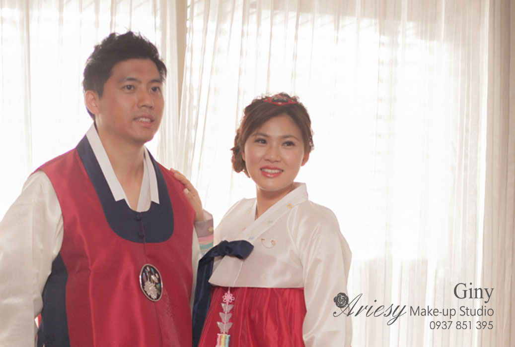 Giny,台北,新娘秘書,Ariesy造型團隊,韓國新娘,新秘推薦,線條蓬鬆盤髮,韓服,自然清透妝感,신부 메이크업,대만