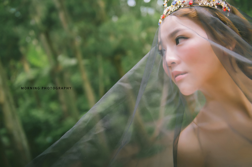 自助婚紗,台北新秘,皇冠造型,手做捧花,魚尾禮服,陽明山黑森林