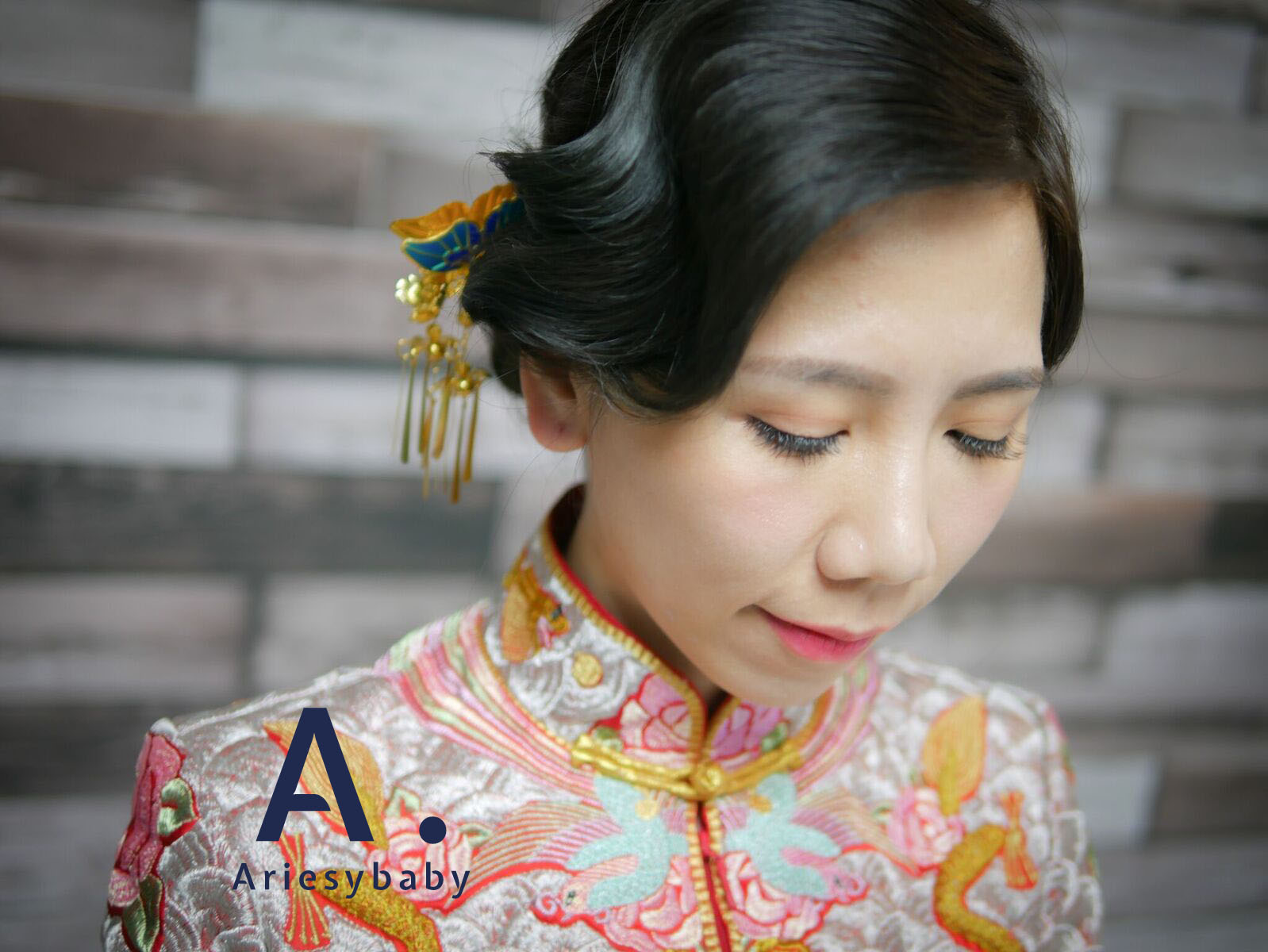 龍鳳掛復古造型,歐美復古髮型,指推瀏海,復古新娘髮型,黑髮新娘造型