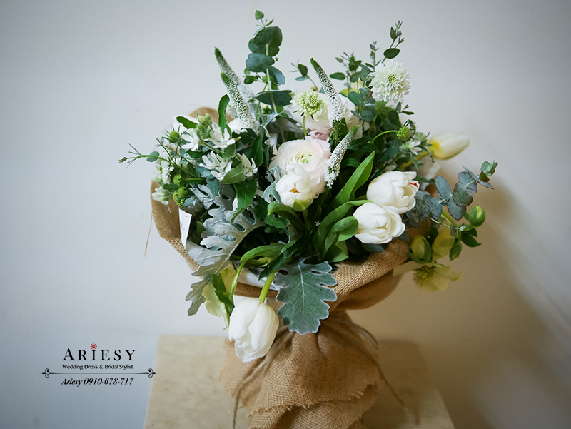 Bridal Bouquet,繽紛捧花,顏氏牧場,歐美風捧花,白綠捧花,陸蓮捧花,新娘捧花