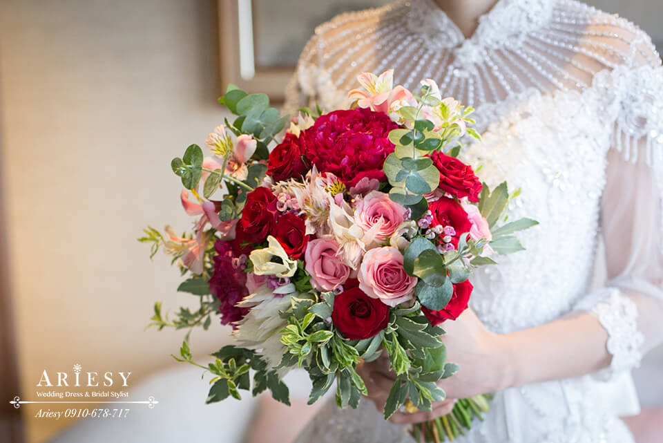 Bridal Bouquet,美式新娘捧花,歐美新娘捧花,新娘秘書,台北新秘,大紅色系新娘捧花