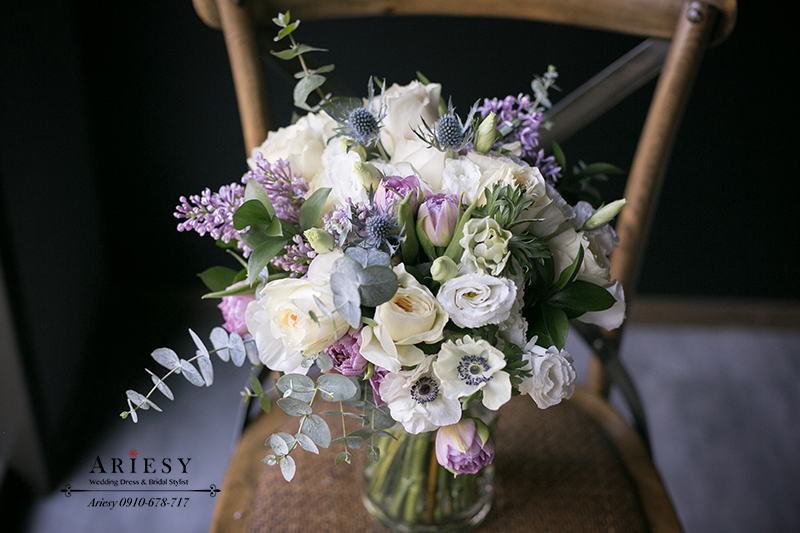 美式捧花,浪漫粉紫捧花,歐美風新娘秘書,手作新娘捧花, bridal bouquet