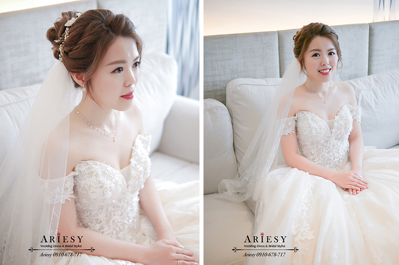 板橋希爾頓凱薩,白紗進場造型,新娘髮型,台北新秘,愛瑞思,areisy,新娘秘書推薦
