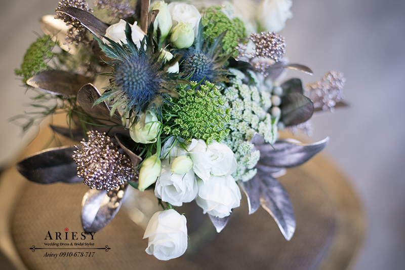 送客小捧花,新娘捧花,銀色捧花,美式捧花,Bridalbouquet,愛瑞思,ARIESY