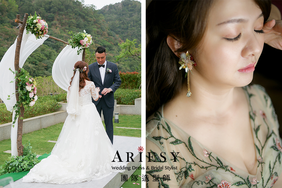 花耳環,新娘自然妝,歐美風格,證婚造型,鮮花新秘