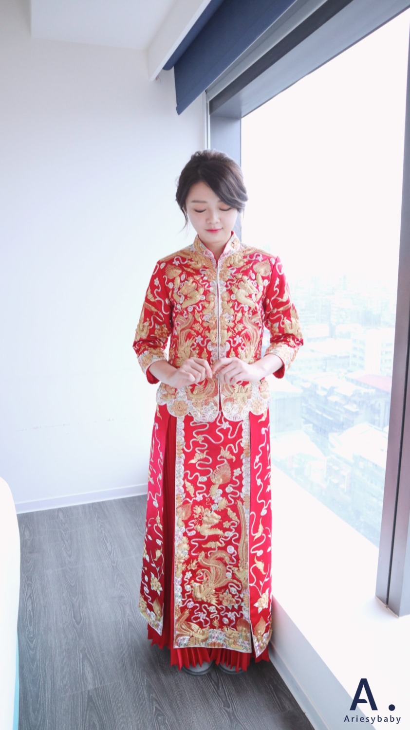 台北新祕,新祕,新娘秘書,龍鳳掛,文定造型,中式造型,Ariesybaby造型團隊,清透妝感,新娘造型