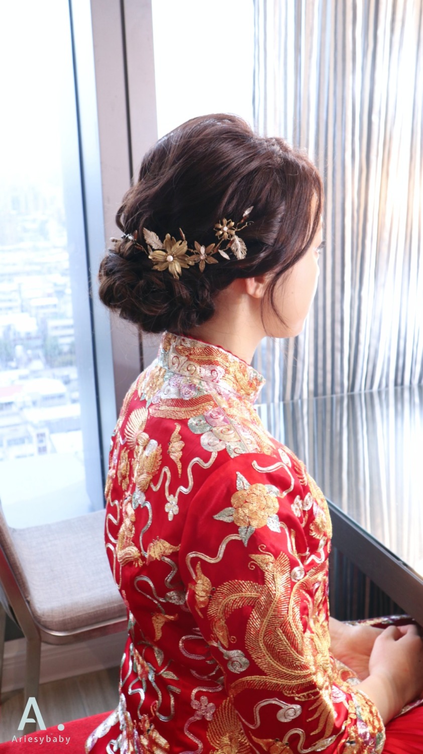 推薦新秘|中式龍鳳掛溫柔氣質好媳婦造型 BRIDE Ariel 台北新祕,新祕,新娘秘書,龍鳳掛,文定造型,中式造型,Ariesybaby造型團隊,清透妝感,新娘造型