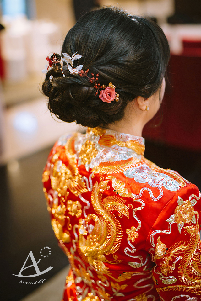 黑髮新娘造型,文定儀式,將有喜事龍鳳褂,ariesy新娘秘書,君悅飯店婚禮,台北新秘