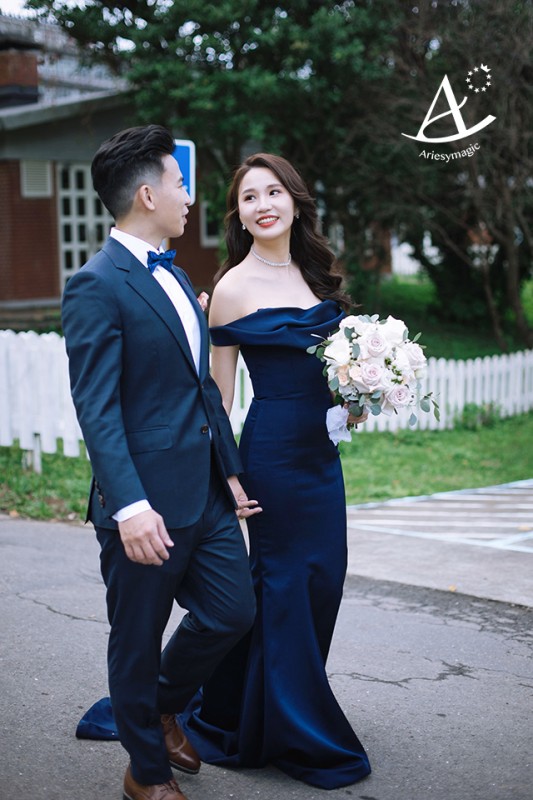 蒂米琪婚紗,深藍色禮服新娘造型,台北新秘,陽明山club63,美式戶外婚禮,,Ariesy愛瑞思新娘秘書