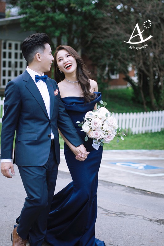 蒂米琪婚紗,深藍色禮服新娘造型,台北新秘,陽明山club63,美式戶外婚禮,,Ariesy愛瑞思新娘秘書