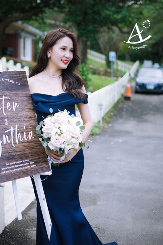 蒂米琪婚紗,深藍色禮服新娘造型,台北新秘,陽明山club63,美式戶外婚禮,,Ariesy愛瑞思新娘秘書