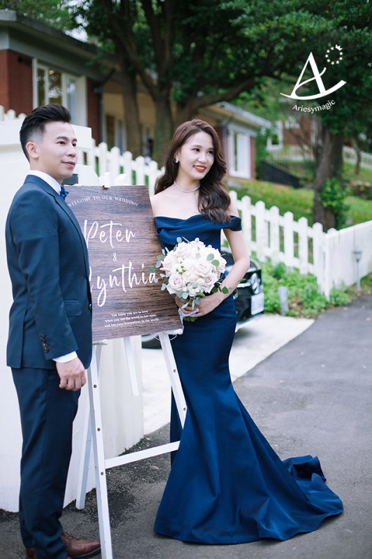 蒂米琪婚紗,深藍色禮服新娘造型,台北新秘,陽明山club63,美式戶外婚禮,,Ariesy愛瑞思新娘秘書