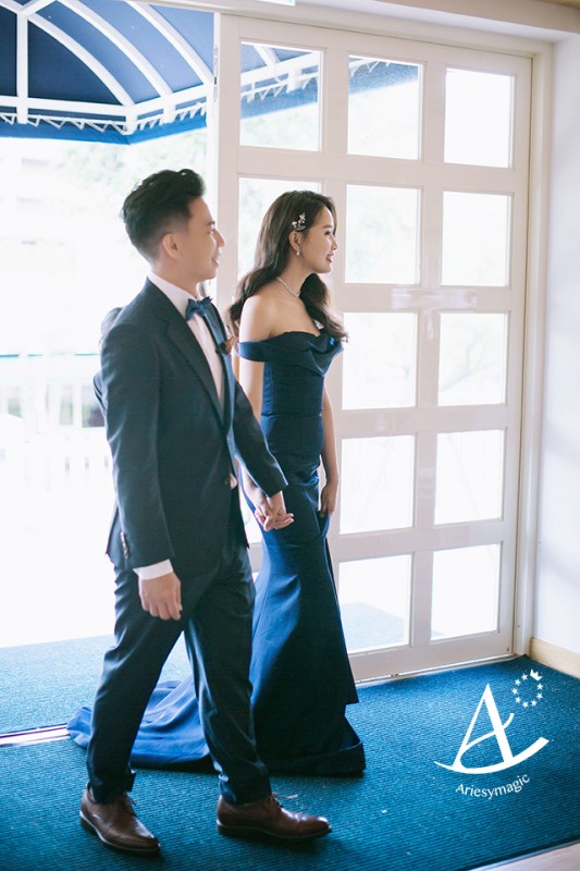 蒂米琪婚紗,深藍色禮服新娘造型,台北新秘,陽明山club63,美式戶外婚禮,,Ariesy愛瑞思新娘秘書
