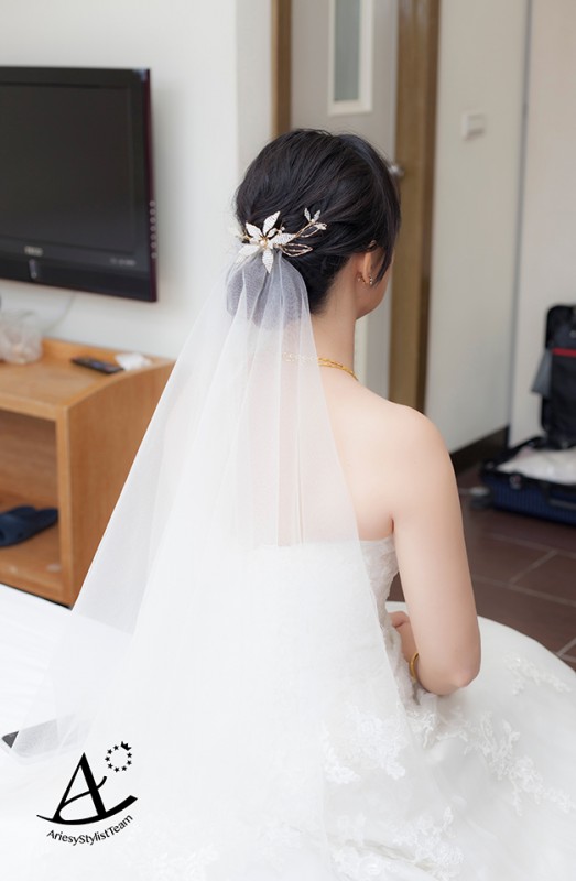 白紗造型,馬祖新秘,新娘造型,黑髮新娘,短髮造型