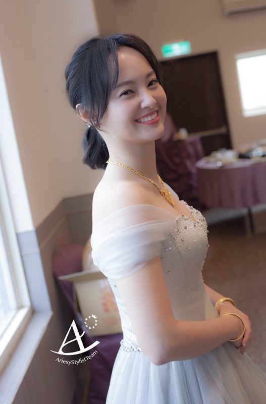 馬尾造型,馬祖新秘,新娘造型,黑髮新娘,短髮造型