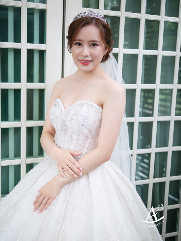 戶外婚禮,永生花藝白紗造型,編髮造型,蓬鬆盤髮,戶外證婚