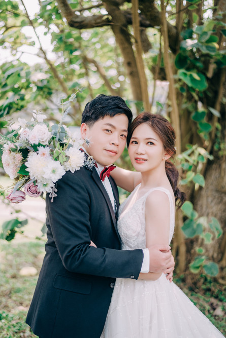 白紗造型、自然互動婚紗照、自然輕透妝感、Ariesy品牌婚紗、自助婚紗、Nica