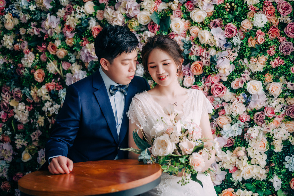 白紗造型、自然互動婚紗照、自然輕透妝感、Ariesy品牌婚紗、自助婚紗、Nica