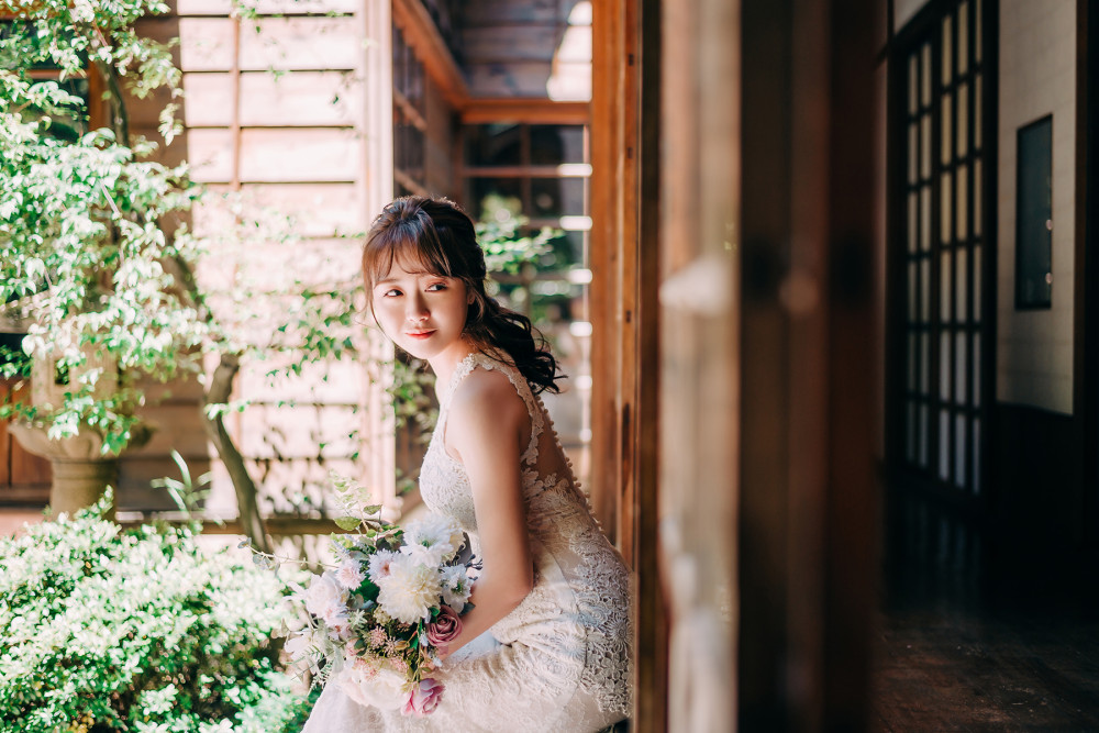 北投文物館、黑森林、自然輕透妝感、Ariesy品牌婚紗、自助婚紗、Nica、復古白紗造型