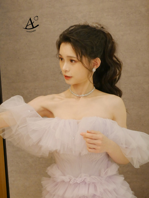 混血感妝容,高馬尾婚紗造型,多層次蛋糕裙,新秘,新娘秘書,新秘推薦