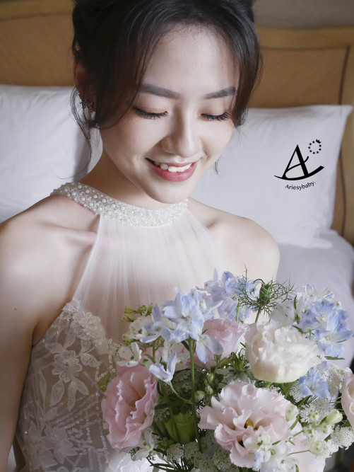 新娘盤髮造型,甜美公主造型,韓式時尚低馬尾,鮮花新秘,新娘秘書,新秘推薦