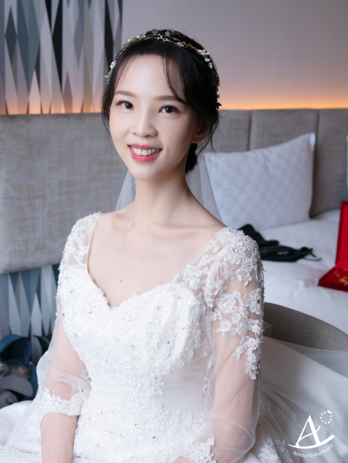 新娘秘書,Nica,新秘,黑髮新娘,自然輕透妝感,韓系風格新娘造型