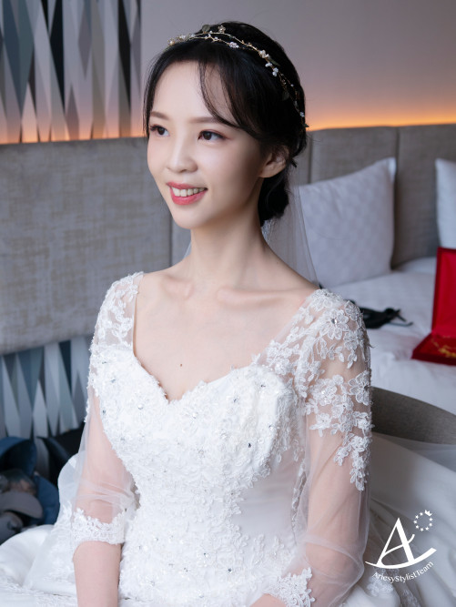 新娘秘書,Nica,新秘,黑髮新娘,自然輕透妝感,韓系風格新娘造型