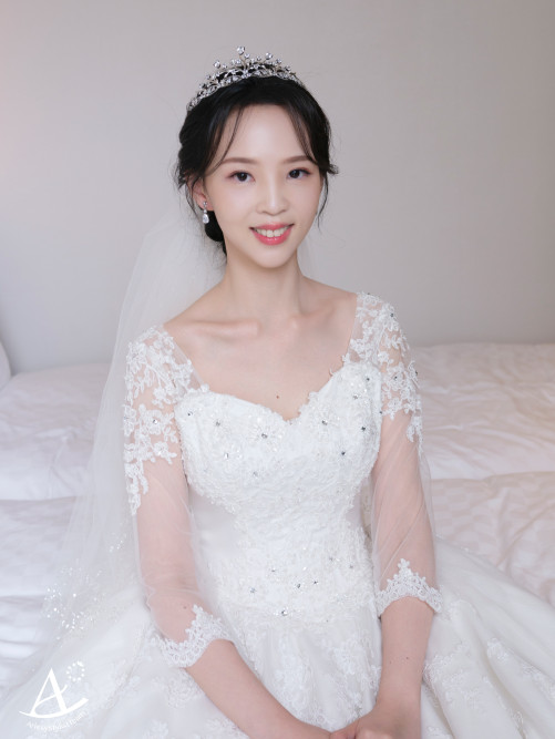 新娘秘書,Nica,新秘,黑髮新娘,自然輕透妝感,韓系風格新娘造型