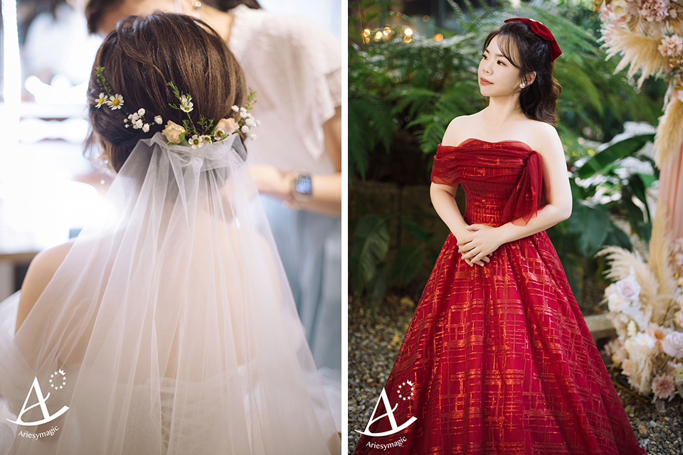 ARIESY婚紗,愛瑞思,大院子,台北美式婚禮,證婚儀式場地,鮮花新秘,紅色禮服新娘造型