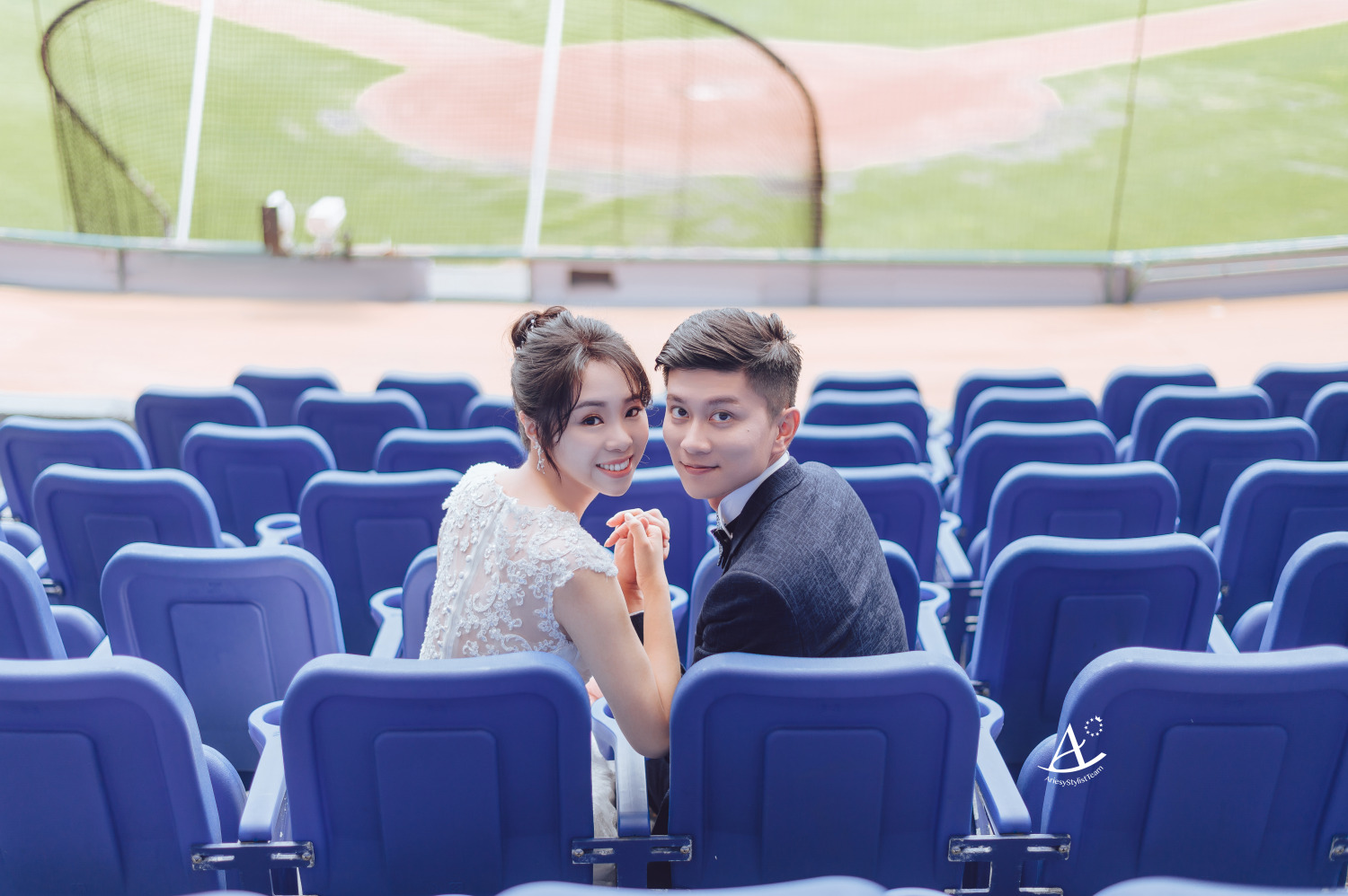 棒球婚紗,婚紗造型,白紗造型,婚紗包套,婚攝大嘴,新祕Hanya,新娘造型,韓風,新莊棒球場
