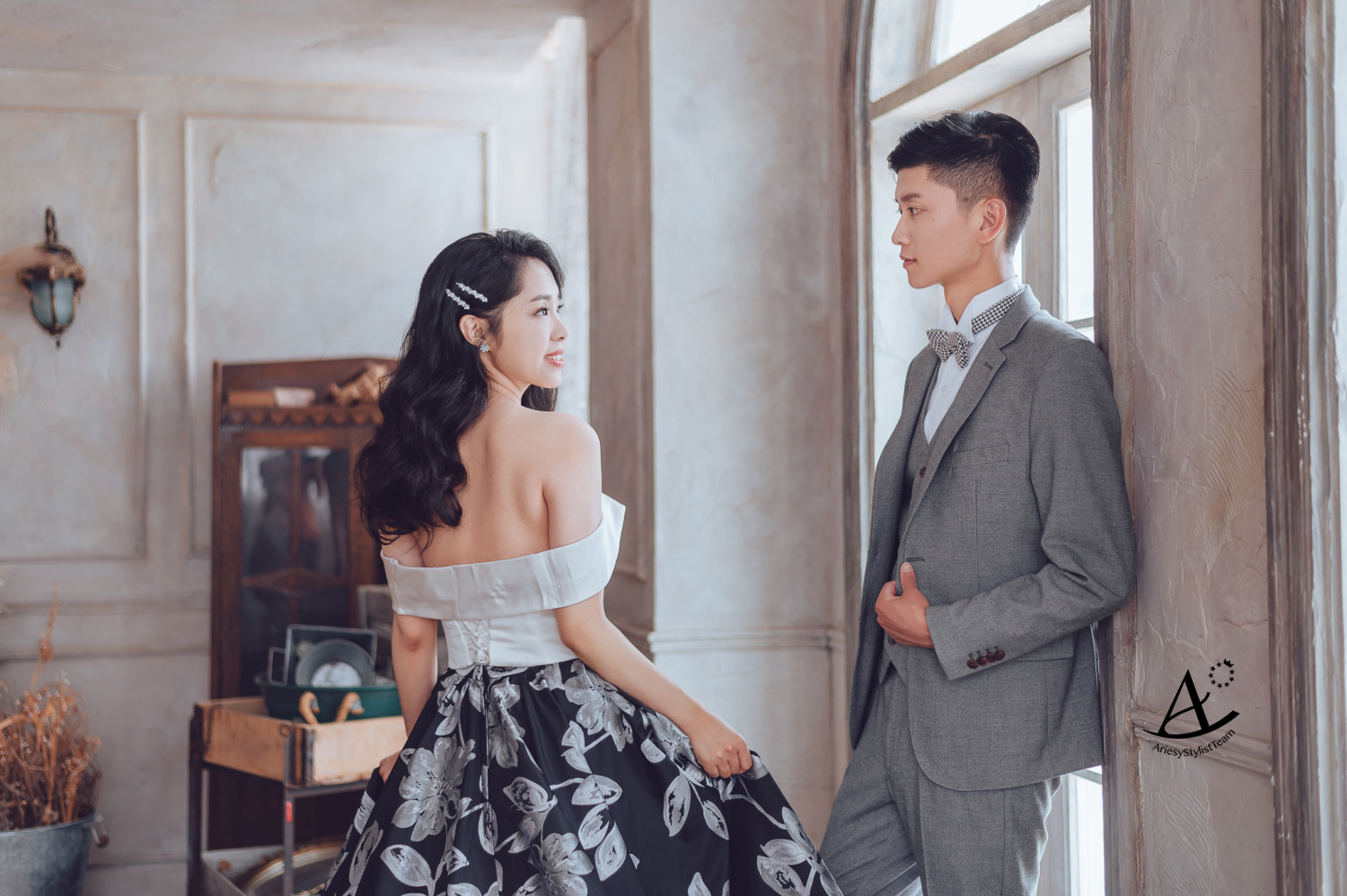 婚紗造型,花布婚紗,婚紗包套,婚攝大嘴,新祕Hanya,新娘造型,韓風,時尚名媛