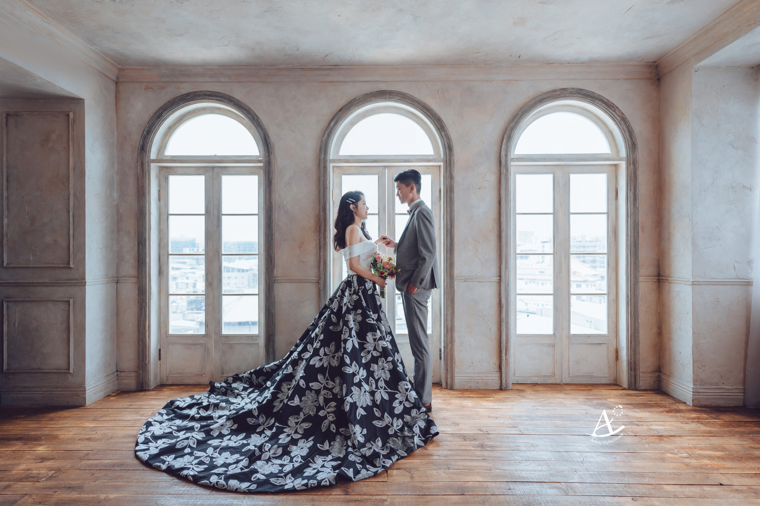 婚紗造型,花布婚紗,婚紗包套,婚攝大嘴,新祕Hanya,新娘造型,韓風,時尚名媛