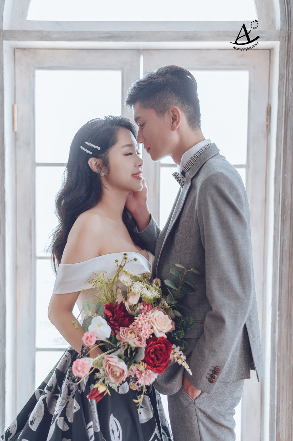 婚紗造型,花布婚紗,婚紗包套,婚攝大嘴,新祕Hanya,新娘造型,韓風,時尚名媛