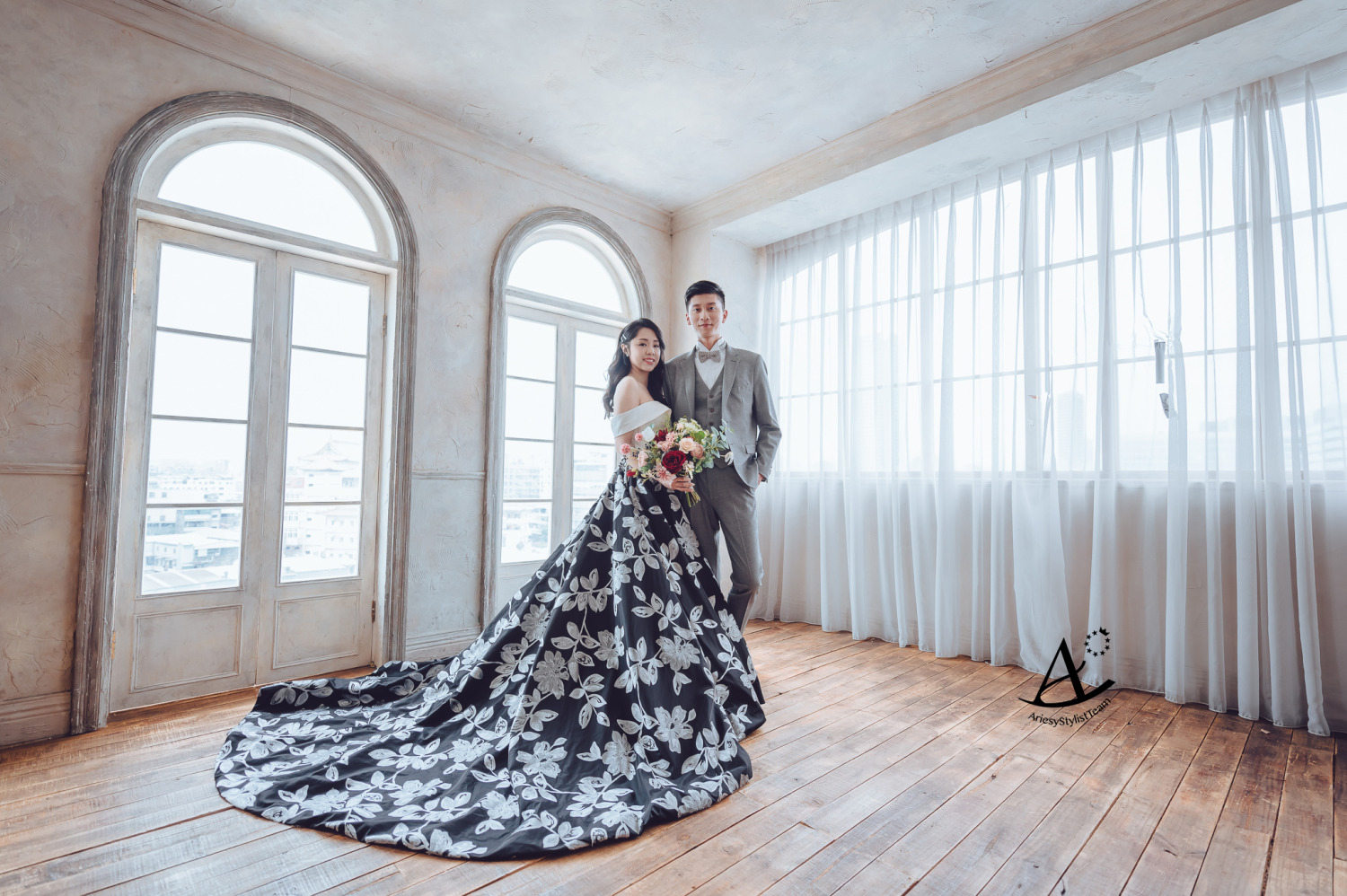 婚紗造型,花布婚紗,婚紗包套,婚攝大嘴,新祕Hanya,新娘造型,韓風,時尚名媛