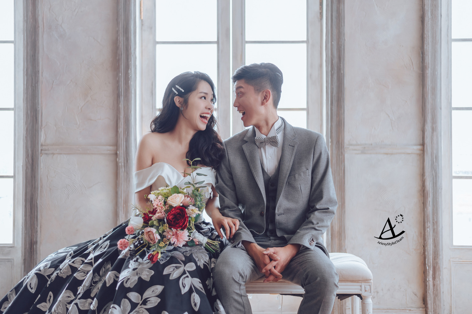 婚紗造型,花布婚紗,婚紗包套,婚攝大嘴,新祕Hanya,新娘造型,韓風,時尚名媛