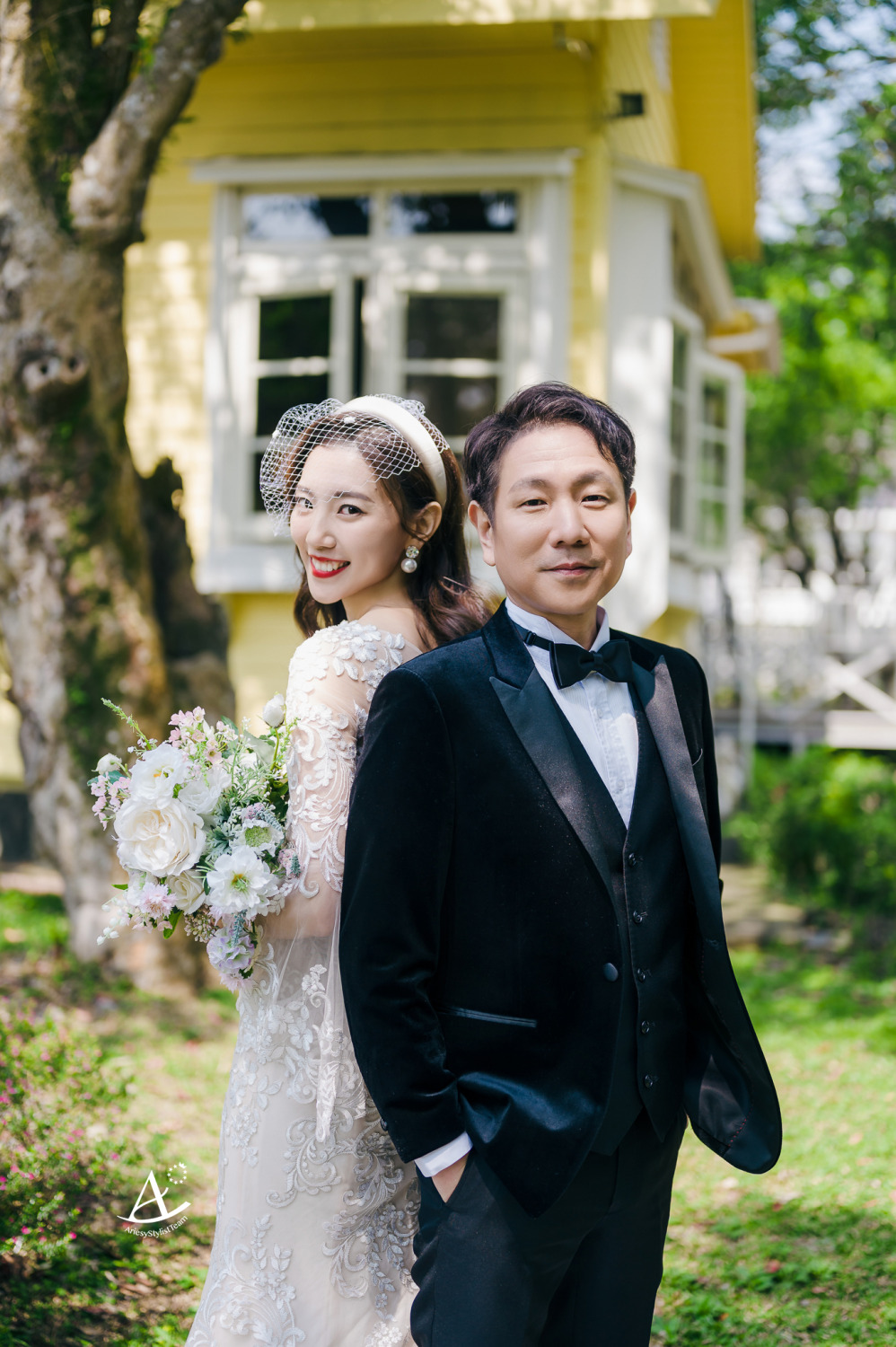 復古網紗造型,新娘造型,婚紗包套,婚攝大嘴,新祕Hanya,白紗,新娘髮型,陽明山美軍宿舍