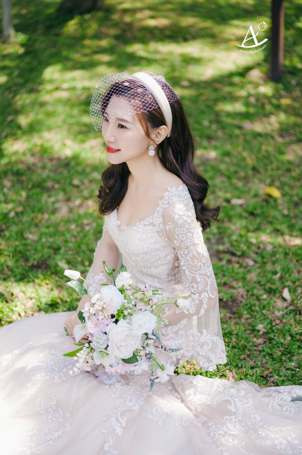 復古網紗造型,新娘造型,婚紗包套,婚攝大嘴,新祕Hanya,白紗,新娘髮型,陽明山美軍宿舍