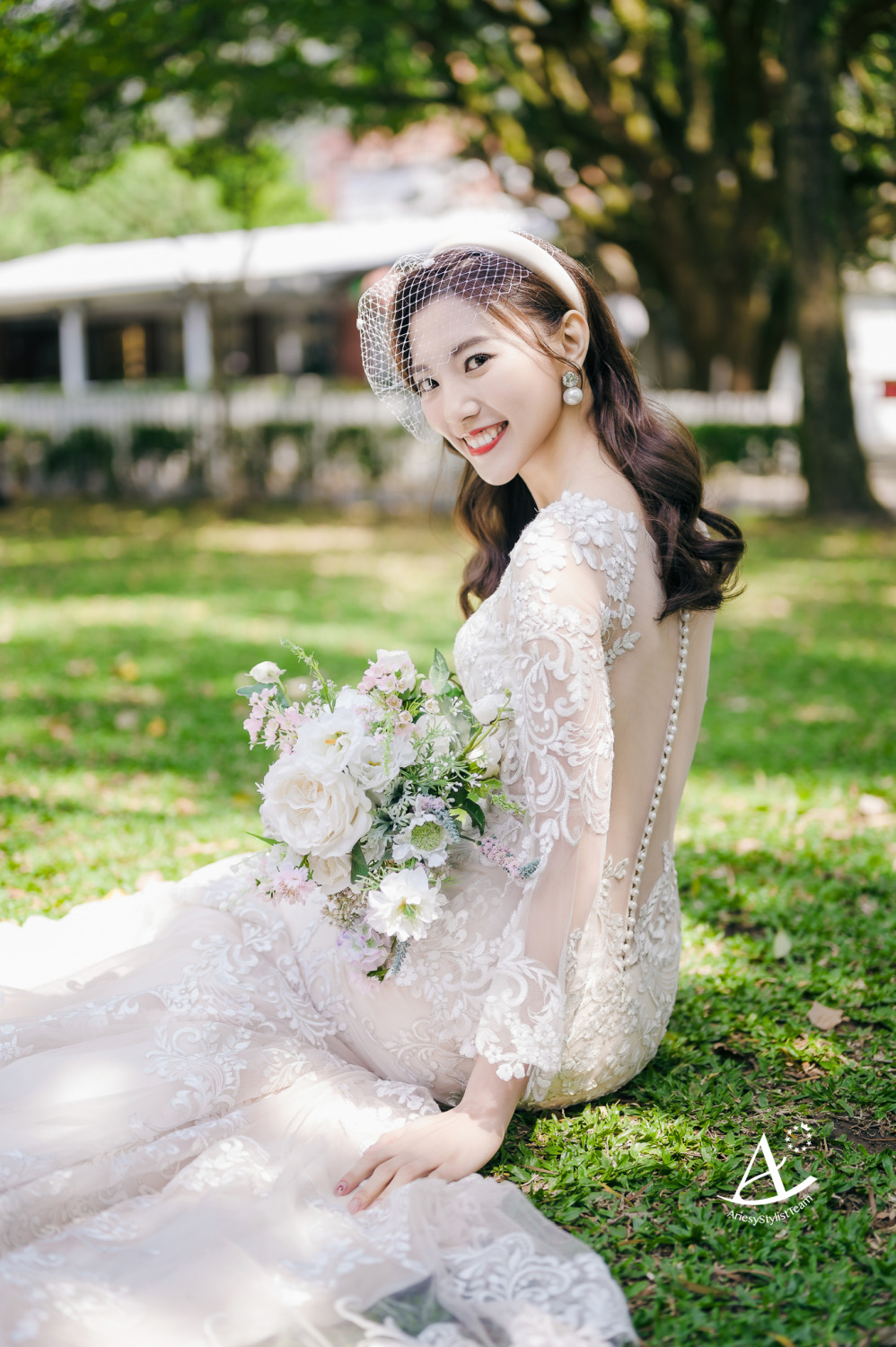 復古網紗造型,新娘造型,婚紗包套,婚攝大嘴,新祕Hanya,白紗,新娘髮型,陽明山美軍宿舍