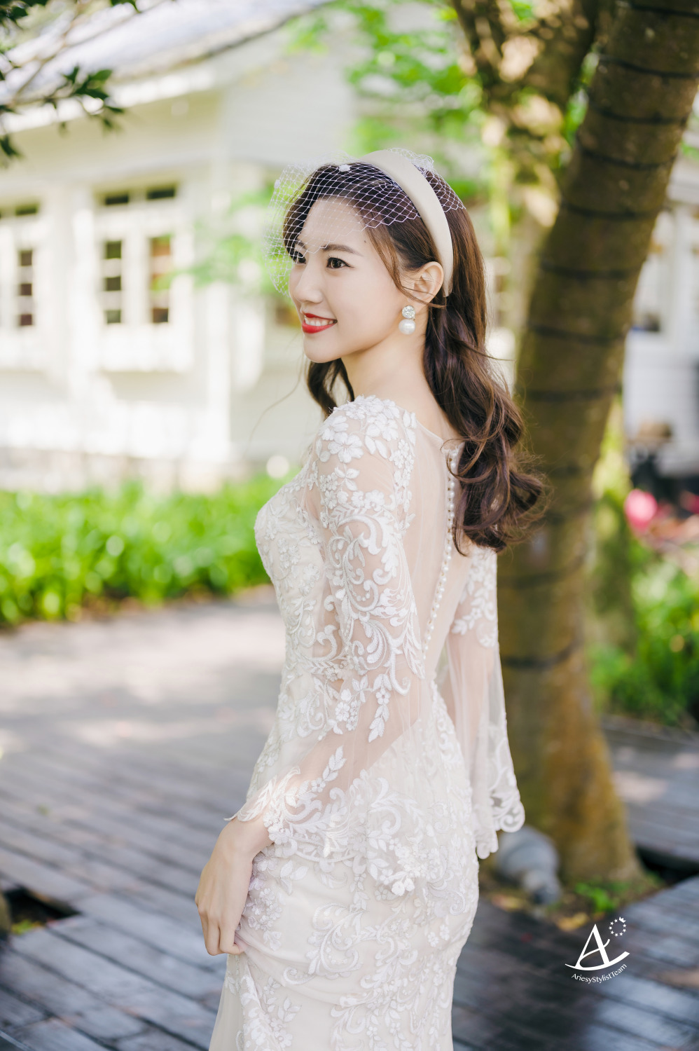 復古網紗造型,新娘造型,婚紗包套,婚攝大嘴,新祕Hanya,白紗,新娘髮型,陽明山美軍宿舍