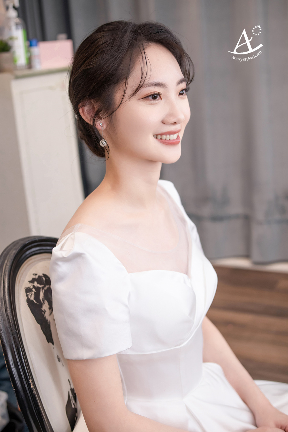 韓系妝感,白紗造型,黑髮新娘,溫柔氣質,乾淨透亮