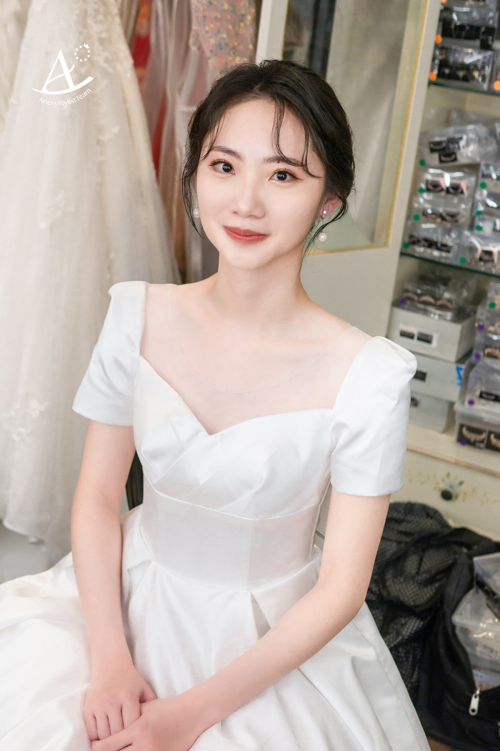 韓系妝感,白紗造型,黑髮新娘,溫柔氣質,乾淨透亮