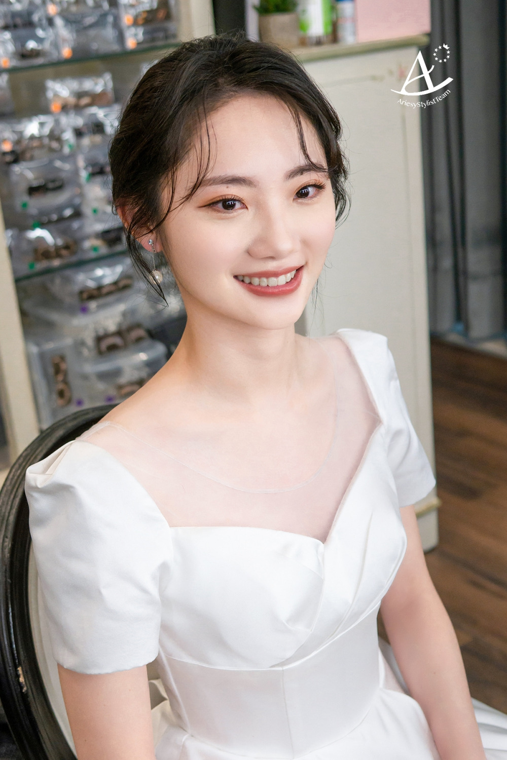 韓系妝感,白紗造型,黑髮新娘,溫柔氣質,乾淨透亮