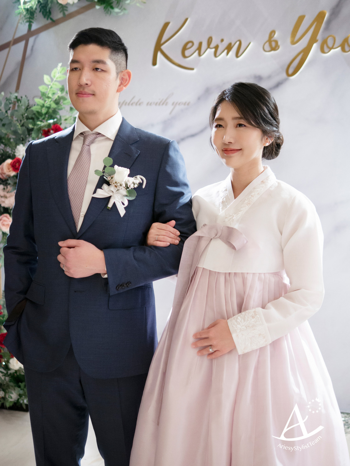 新娘秘書|韓國黑髮新娘傳統韓服婚宴造型~Yoonjin 自然輕透妝感,傳統韓服造型,放髮造型,簡約低盤髮,黑髮新娘