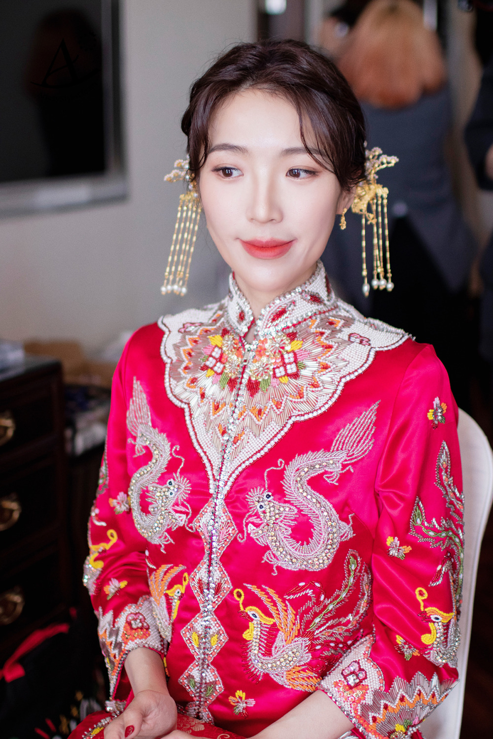 中式龍鳳掛造型,新秘,台北新秘,新秘推薦,圓山飯店新娘造型,指推復古造型,中式旗袍造型