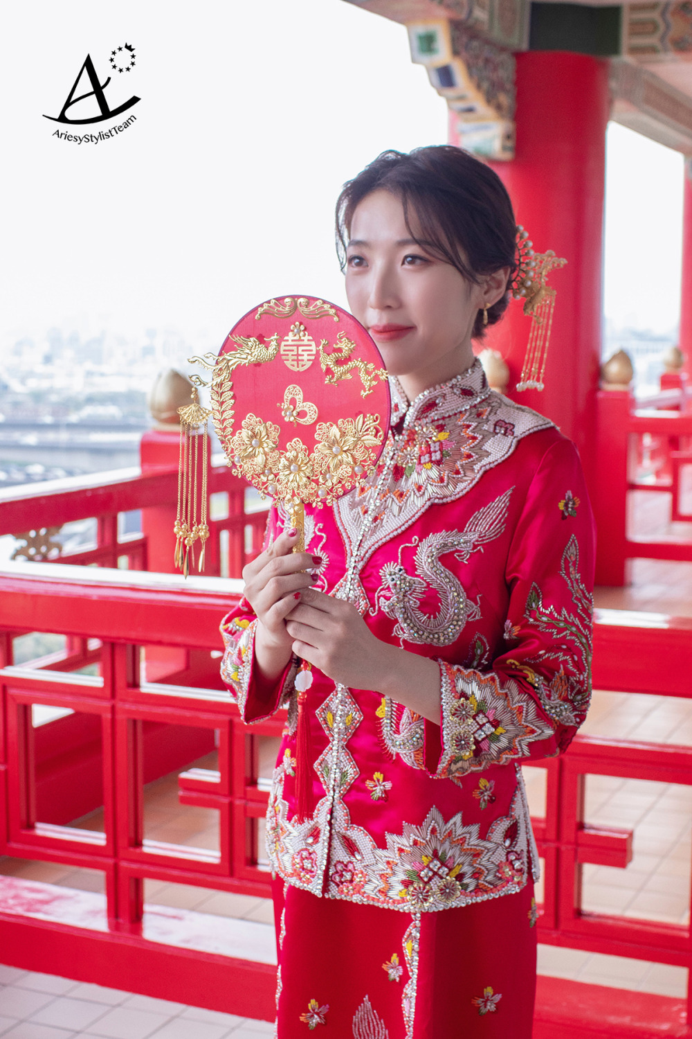 中式龍鳳掛造型,新秘,台北新秘,新秘推薦,圓山飯店新娘造型,指推復古造型,中式旗袍造型