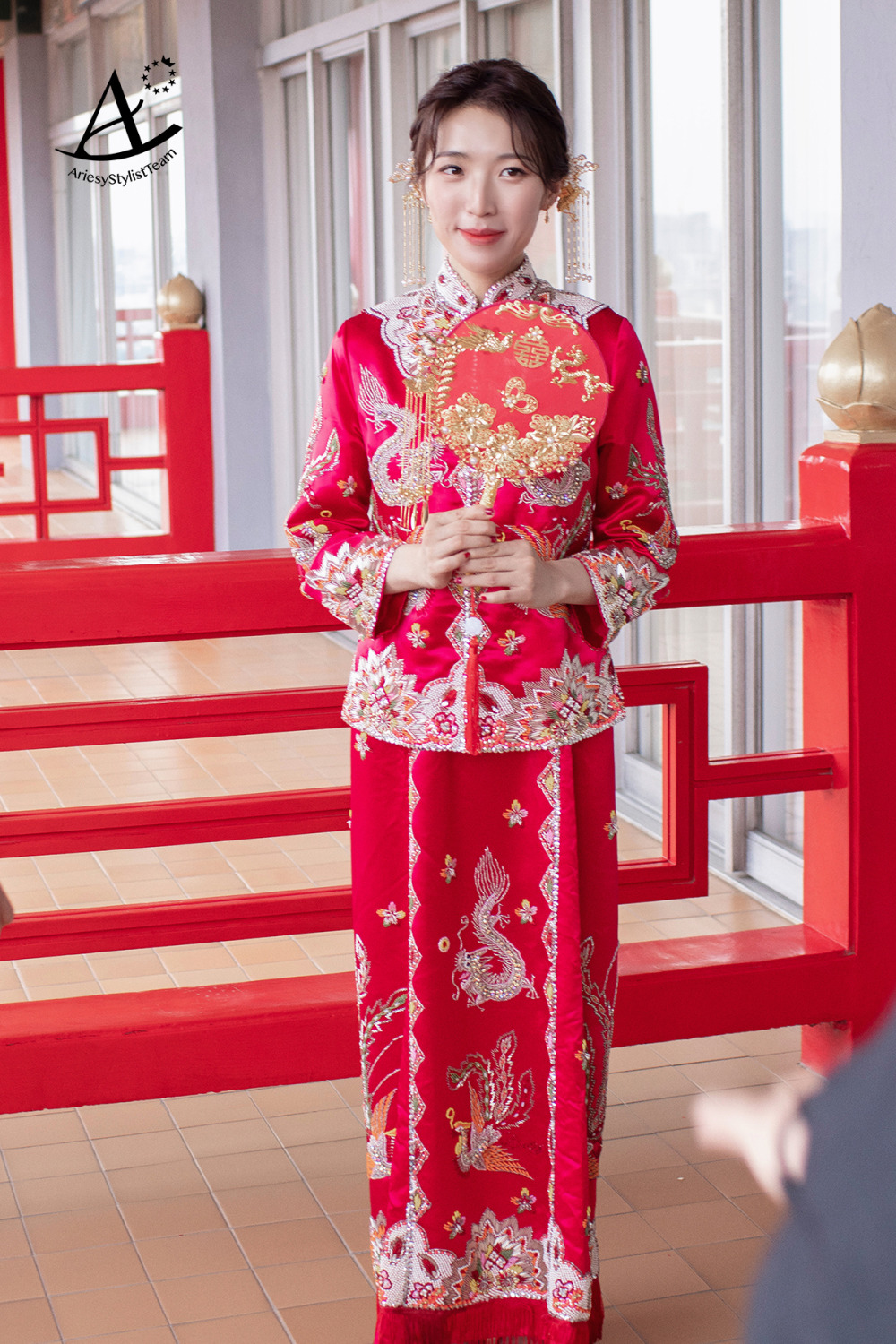 中式龍鳳掛造型,新秘,台北新秘,新秘推薦,圓山飯店新娘造型,指推復古造型,中式旗袍造型