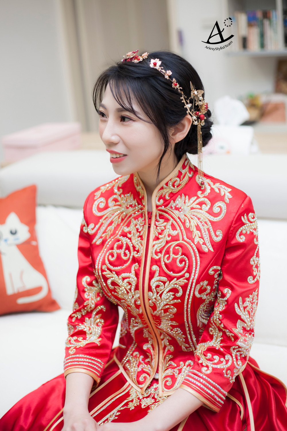 新娘秘書,新祕推薦,桃園新祕,中式秀禾服,新娘造型,黑髮新娘,文定造型