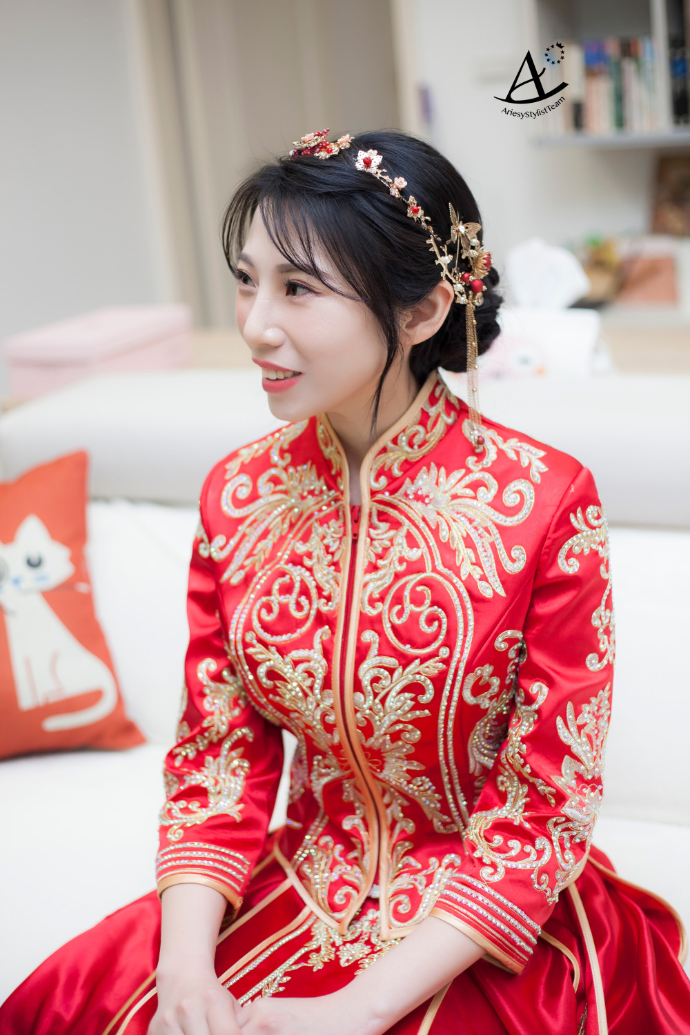 新娘秘書,新祕推薦,桃園新祕,中式秀禾服,新娘造型,黑髮新娘,文定造型