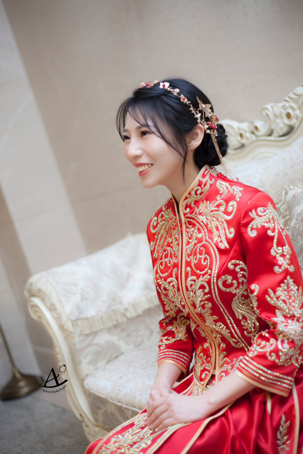 新娘秘書,新祕推薦,桃園新祕,中式秀禾服,新娘造型,黑髮新娘,文定造型