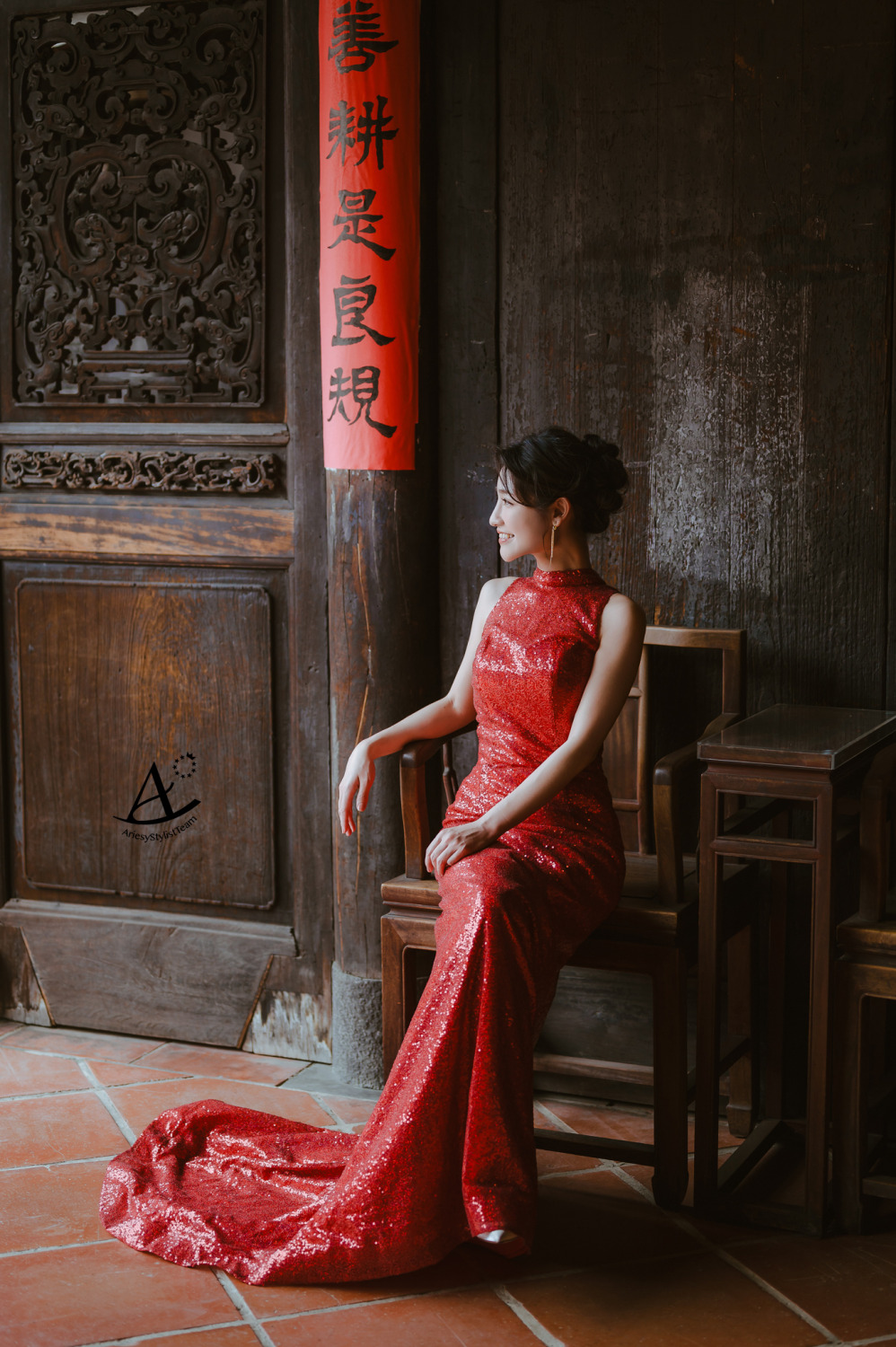 自助婚紗,婚紗造型,中式復古,婚攝大嘴,新祕Hanya,林安泰古厝,黑髮新娘,AriesyWedding
